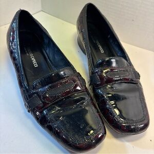 Roberto Capucci 8 B Women Burgundy patent leather Loafer Wedge Snake Italy